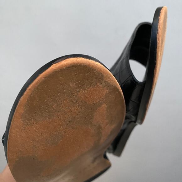 1.STATE Celvin Black Open Toe D'Orsay Flats Croc Embossed Leather Women Sz 6.5 - Picture 10 of 11